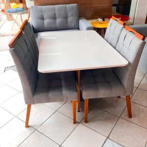 Conjunto Mesa 077193 - 1,20x0,80 com 04 cadeiras Cinamomo/Off White