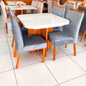 Conjunto Mesa 0,90x0,90 com 04 cadeiras 944927 - Naturale/Linha 206